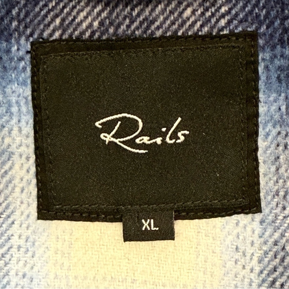 Rails Tripp Flannel Plaid Shirt Jacket XL Blue Western Shacket Cozy Country Warm - Picture 8 of 16